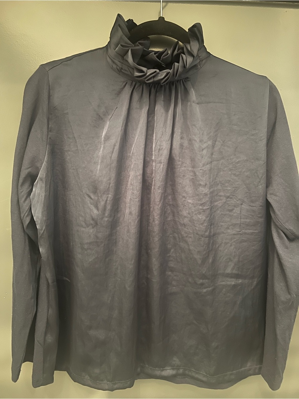 Banana Republic Women’s Navy Blue Ruffle-Neck Blouse